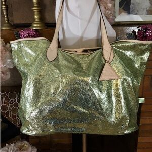SORIAL VEGAN LEATHER METALLIC MINT GREEN TOTE NWOT